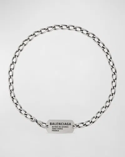 Balenciaga Logo-atg Choker Necklace In 0911 Antique Silv