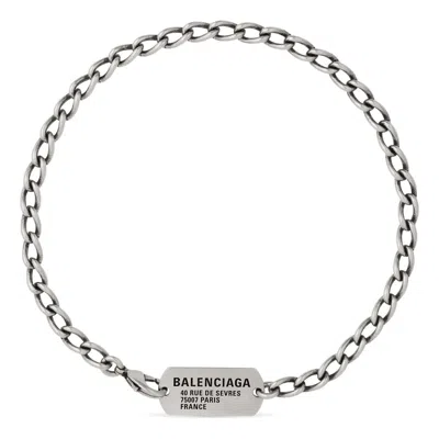 Balenciaga Tags Choker 'antique Silver' In Metallic