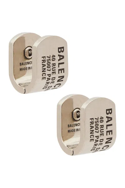 Balenciaga Tags Stud Earring In Metallic