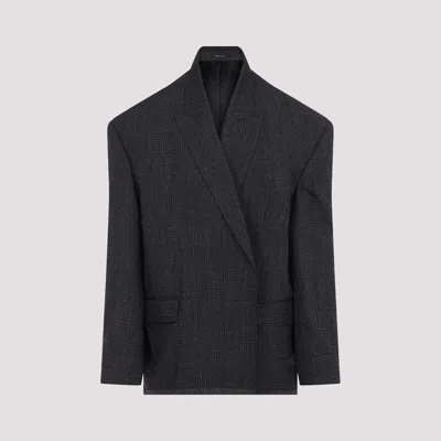 Balenciaga Tailored Wool Blazer In Blackgreen