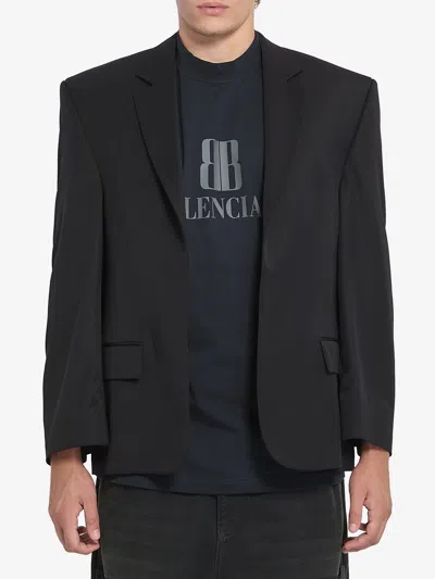 BALENCIAGA TAILORED JACKET IN TWILL AND JERSEY
