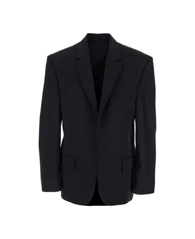 Balenciaga Men Black Single-breasted Jacket With Notched Revers In Wool Woman In Multi