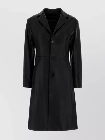 BALENCIAGA TAILORED LEATHER COAT FEATURING NOTCHED LAPELS