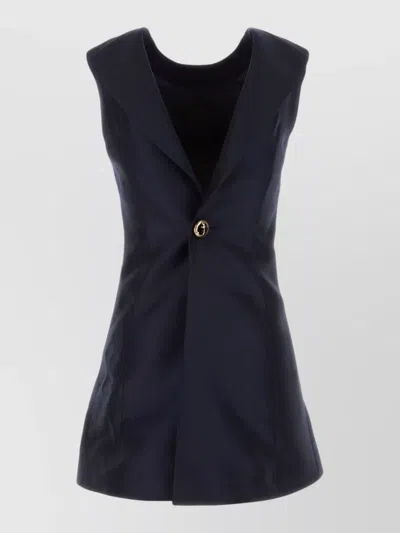 Balenciaga Tailored Mini Dress Sleeveless V Neckline In Blue