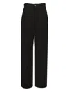 Balenciaga Central Pleated Twill Trousers In Black