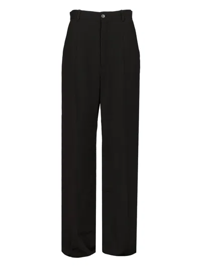 BALENCIAGA TAILORED PANT IN FLUID TWILL WOOL TROUSERS BLACK