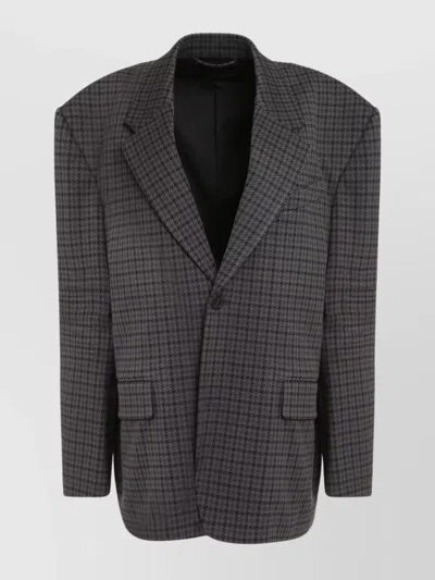 Balenciaga Tailored Single-breasted Houndstooth Blazer In Grey