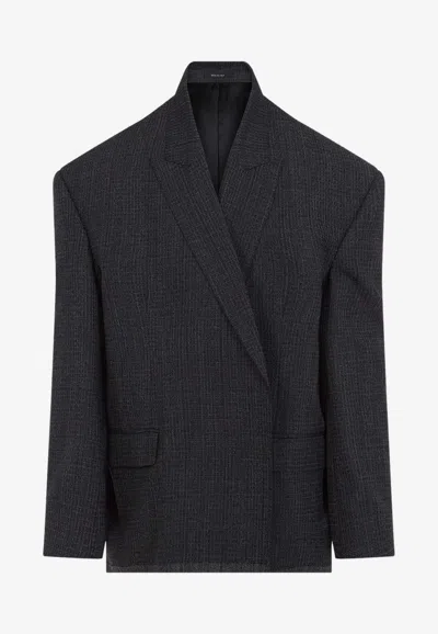 Balenciaga Tailored Wool Blazer In Blackgreen