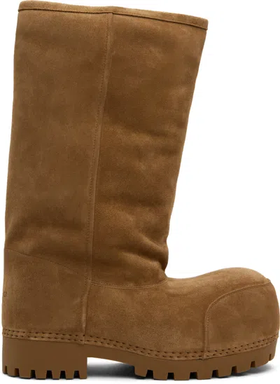 Balenciaga Alaska High Suede Boots In 2200 Brown/white