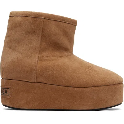 Balenciaga Tan Alaska Platform Boots In 2200 Brown/white