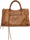 Balenciaga Women City Medium Leather Handbag In 2630 Camel