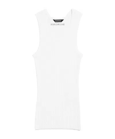 Balenciaga Tank Top In White Classic Knit Wool