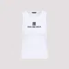 Balenciaga Ribbed Viscose Blend Tank Top In White
