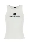 Balenciaga Women Ribbed Viscose Blend Tank Top In White