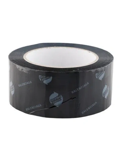 Pre-owned Balenciaga Tape Bangle Bracelet, 8.75" In Black/grey