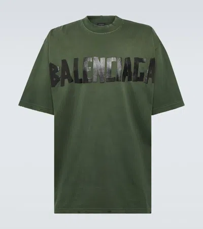 Balenciaga Logo Gaffer Type Vintage Cotton T-shirt In Dark