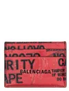 Balenciaga Portacarte Tape Type In Leather In Red