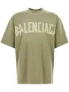 Balenciaga Crew Neck Distressed Neckline Graphic Print In Verde Chiaro