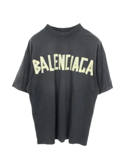 Pre-owned Balenciaga Tape Type Distressed T-shirt In Black