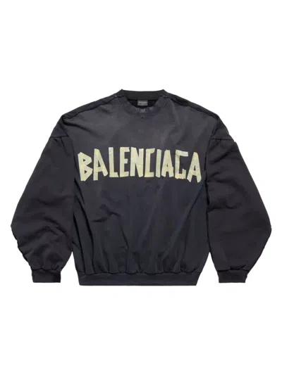 Balenciaga Tape Type Cotton Sweatshirt In Black