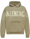 Balenciaga Tape Type Ripped Pocket Large Fit Fleece Hoodie In Green