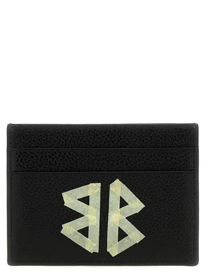 Balenciaga 'tape Type' Logo Print Card Holder In Black