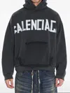 Balenciaga Black Hoodie With Logo Lettering On The Front And Logo Print On The Back In Cotton Man In Black