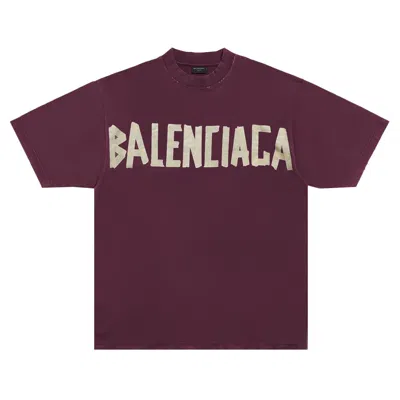 Pre-owned Balenciaga Tape Type Medium Fit T-shirt 'dark Red' | Men's Size M