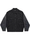 Balenciaga Denim Unisex Jacket With Printed Logo In Black
