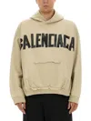 Balenciaga Ripped Pocket Tape Type Sweatshirt Beige In Neutral