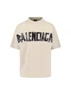 Balenciaga Men Beige Tape Type Medium Fit T-shirt In Neutral