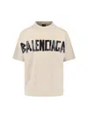 Balenciaga Men Beige Tape Type Medium Fit T-shirt In Neutral