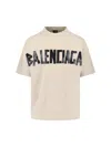 Balenciaga Men Beige Tape Type Medium Fit T-shirt In Neutral