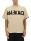 Balenciaga Men Beige Tape Type Medium Fit T-shirt In Beige