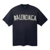 Balenciaga Black T-shirt With Lettering Logo Printed On The Front And Back In Cotton Man In Blue