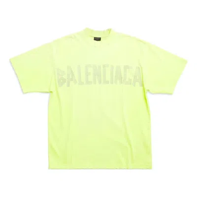 Balenciaga Tape Type T-shirt Medium Fit 'fluo Yellow' In Green