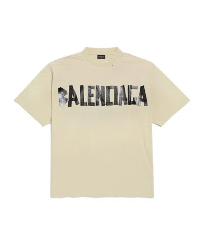 Balenciaga Tape Type T-shirt Medium Fit In Beige In Neutral