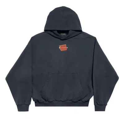Pre-owned Balenciaga Taped Back Hoodie 'faded Black/white/red' | Men's Size Xxl