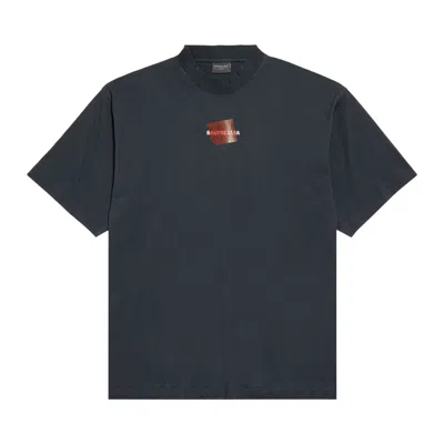 Pre-owned Balenciaga Taped  Back T-shirt 'faded Black/white/red' | Men's Size M