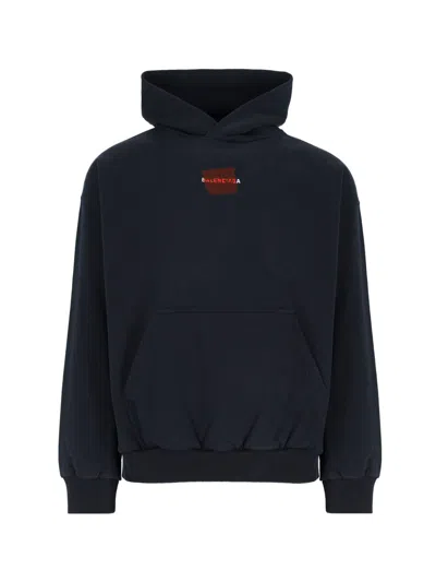 Balenciaga Taped Hoodie In Black
