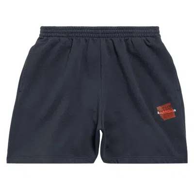 Pre-owned Balenciaga Taped Shorts 'faded Black/white/red' | Men's Size L