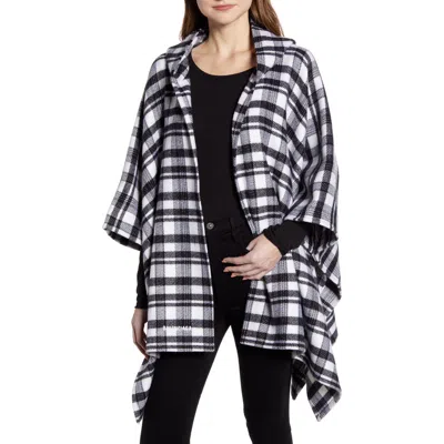 Balenciaga Tartan Plaid Hooded Wool Poncho In White