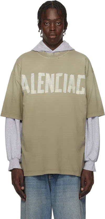 Balenciaga Tape Type Logo Print T-shirt In Verde Chiaro