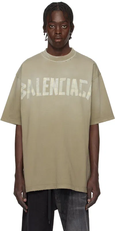 Balenciaga Tape Type Logo Print T-shirt In Verde Chiaro