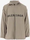 Balenciaga Grey Logo-print Zip-up Windbreaker In Taupe