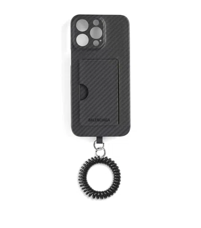 Balenciaga Tech Carbon Fiber Scoobi Iphone Case In Black