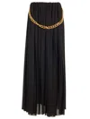 Balenciaga Black Long Pleaded Skirt With Belt In Tech Fabric Woman