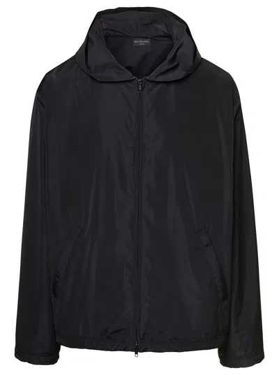 Balenciaga Technical Fabric Hooded Full-zip Jacket In Black