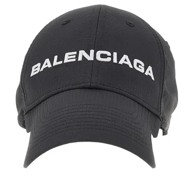 Balenciaga Technical Fabric Logo Baseball Cap In Black