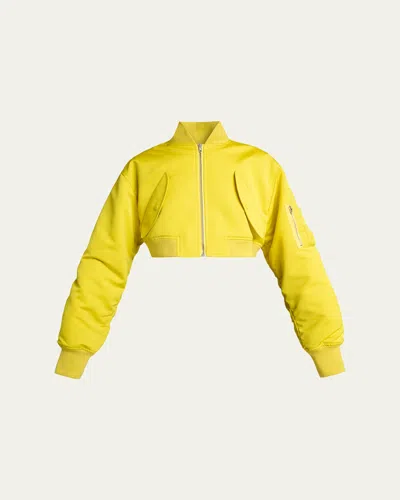 Balenciaga Technical Faille Crop Bomber Jacket In Yellow